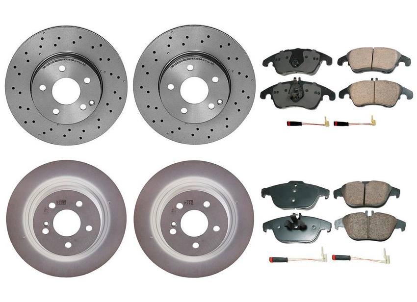 Mercedes Disc Brake Pad and Rotor Kit - Front and Rear (295mm/300mm) (Ceramic) (EURO) 2044231512 - Akebono Euro Ultra-Premium 4122622KIT